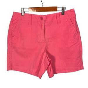 Talbots Stretch Chino Shorts Flat Front 6" Inseam Womens 10 Pink Golf Summer‎